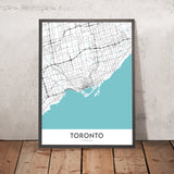 Mapa moderno de la ciudad de Toronto, Canadá: Torre CN, centro de la ciudad, mercado de Kensington, Museo Real de Ontario, islas de Toronto