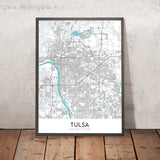 Mapa moderno de la ciudad de Tulsa, OK: centro, zoológico de Tulsa, I-44, jardín botánico de Tulsa, centro BOK