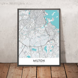 Moderne Stadtkarte von Milton, MA: Blue Hills Reservation, Cunningham Park, Houghton's Pond, Chickatawbut Hill, Blue Hill Avenue 