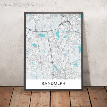 Mappa della città moderna di Randolph, MA: Municipio di Randolph, Biblioteca pubblica di Randolph, Scuola superiore di Randolph, Autostrada 93, Strada 24 