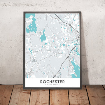 Mappa della città moderna di Rochester, MA: Municipio di Rochester, Scuola pubblica di Rochester, Biblioteca pubblica di Rochester, Route 28, Route 105 