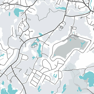 Plan de la ville moderne de Kingston, MA : Kingston Collection, Silver Lake, Jones River, MA-3A, US-44