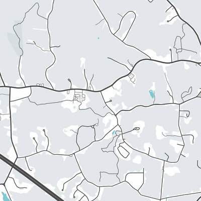 Plan de la ville moderne de Norwell, MA : Norwell Center, North River, South River, Indian Head River, Jacobs Pond