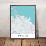 Mapa moderno de la ciudad de Cohasset, MA: Cohasset Village, Sandy Cove, Jerusalem Road, King Street, North Main Street