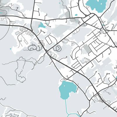 Plan de la ville moderne de Cohasset, MA : Cohasset Village, Sandy Cove, Jerusalem Road, King Street, North Main Street