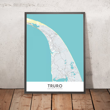 Modern City Map of Truro, MA: Truro Center, North Truro, South Truro, East Truro, West Truro