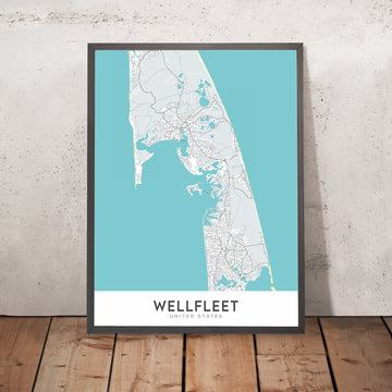 Mappa della città moderna di Wellfleet, Massachusetts: Porto di Wellfleet, Porto di Duck, Chequessett Neck, Isola di Billingsgate, Indian Neck 