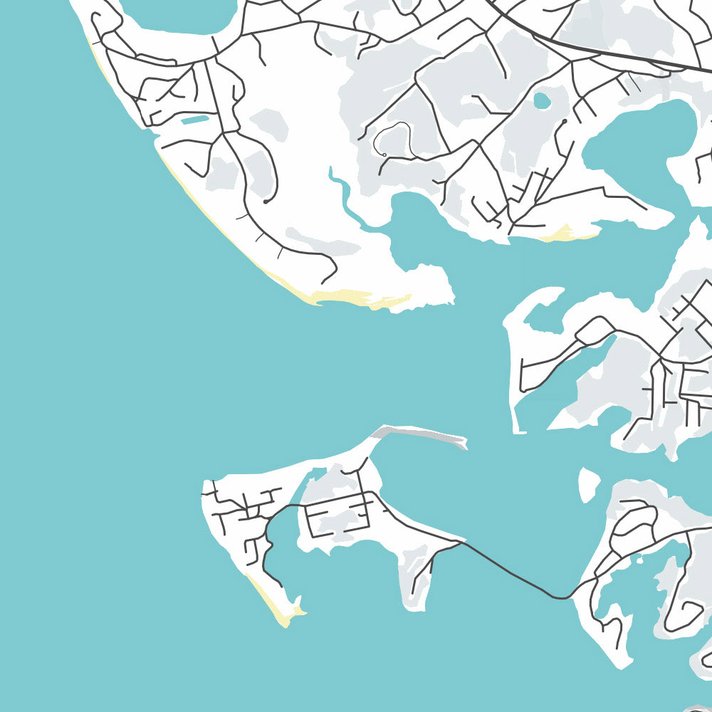 Plan de la ville moderne de Wellfleet, Massachusetts : Wellfleet Harbor, Duck Harbor, Chequessett Neck, Billingsgate Island, Indian Neck