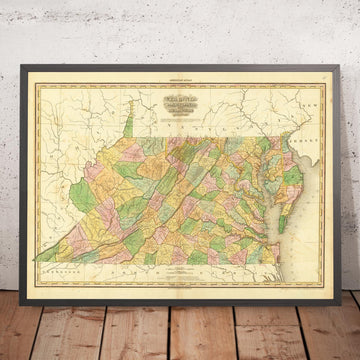 Antica mappa della Virginia, Delaware, Maryland e Washington D.C. di H. S. Tanner (1820): Con Baltimore, Alexandria, Norfolk, Richmond e Wilmington 
