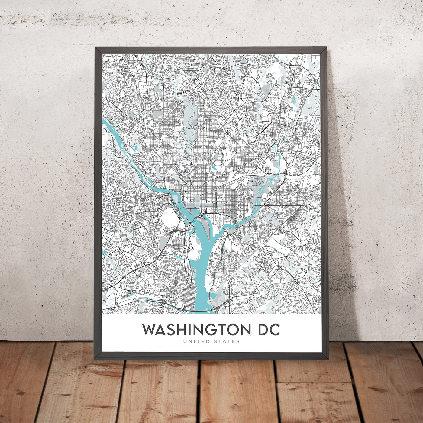 Mapa moderno de la ciudad de Washington, DC: Casa Blanca, Capitol Hill, National Mall, Georgetown, Dupont Circle