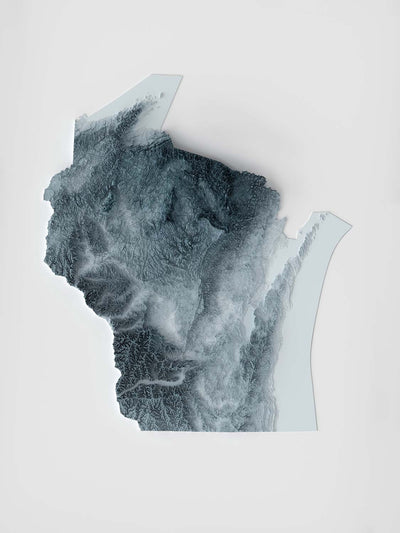 Topografische 3D-Reliefkarte von Wisconsin 