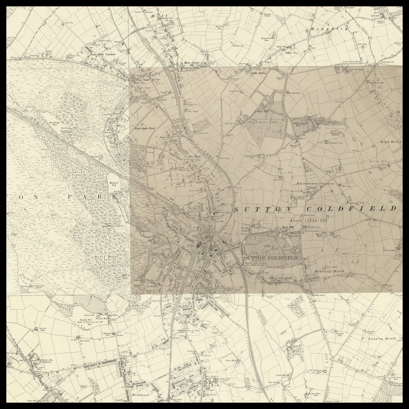 Mapa antiguo personalizado de Royal Sutton Coldfield 