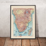Mapa antiguo de África del Sur, 1967: Congo, Zambia, Sudáfrica, Madagascar, Lago Victoria 