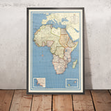 Grande Mappa Antica dell'Africa, 1957: Confini Coloniali, Proiezione di Mercatore, Geografia Dettagliata 