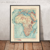 Antigua Mapa Físico de África, 1967: Montañas, Llanuras, Lagos, Instantánea de África Durante la Era de Independencia 