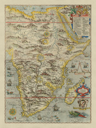 Rare carte Pigafetta de l'Afrique, 1598 : carte ancienne du Nil, du Sahara, du Cap de Bonne-Espérance, de Madagascar