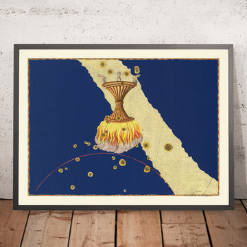 Antigua carta estelar de Ara por Johann Bayer, 1603 - Mapa de constelaciones celestiales 