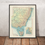 Mappa antica del sud-est dell'Australia, 1967: Melbourne, Sydney, Brisbane, Adelaide, Perth 