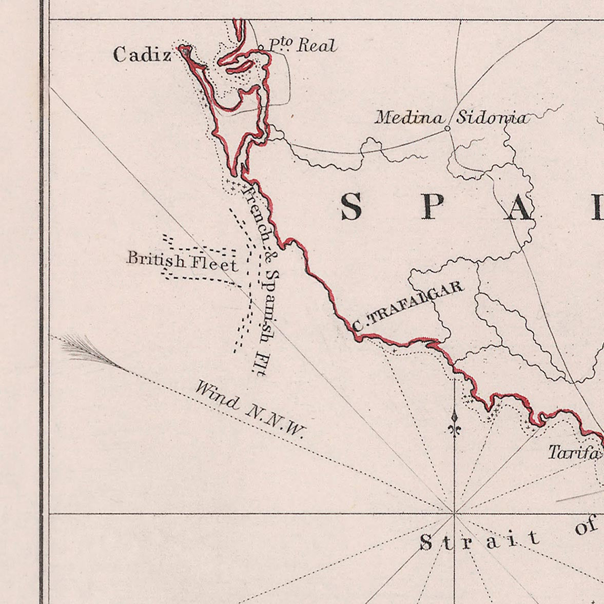 Schlacht von Trafalgar: Die britische Flotte durchbricht die französische und spanische Linie von AK Johnston, 1852