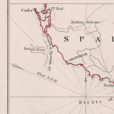 Bataille de Trafalgar : la flotte britannique brisant la ligne française et espagnole par AK Johnston, 1852