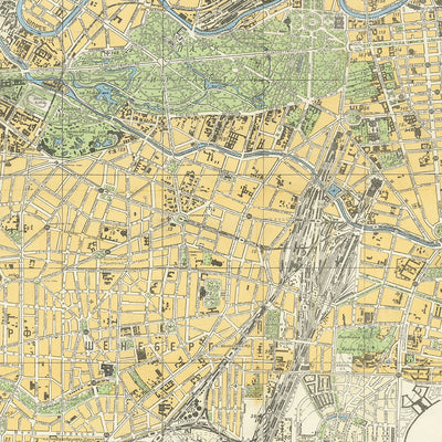 Old Map of Battle of Berlin, WW2 (Soviet Union Issue), 1945: Tiergarten, Reichstag, Charlottenburg