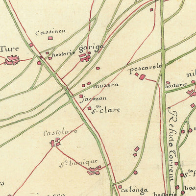 (Bataille de Plaisance / Guerre de Succession d'Autriche) Carte des environs de Plaisance par Anonyme, 1746