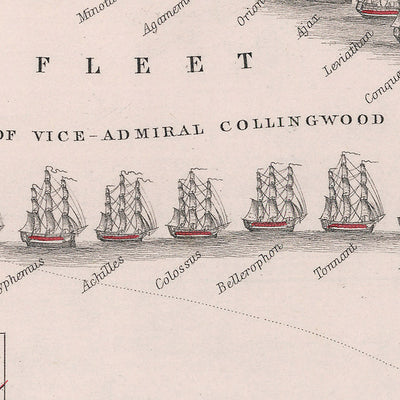 Batalla de Trafalgar: la flota británica rompiendo la línea francesa y española por AK Johnston, 1852