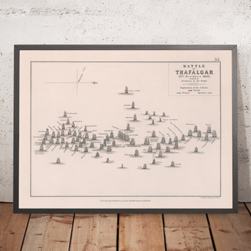 Battle of Trafalgar: Positions in the Battle by AK Johnston, 1852: Napoleonic Wars, Admiral Nelson