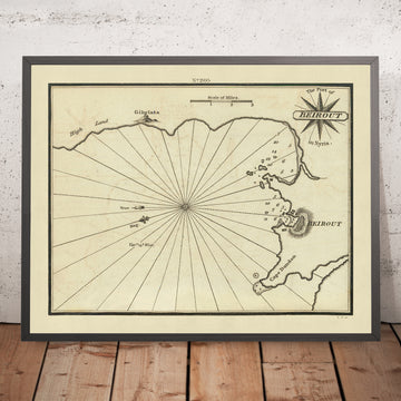 Carta Náutica del Viejo Puerto de Beirut por Heather, 1802: Líbano, Siria, Sondeos Detallados 