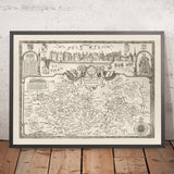 La carte monochrome ancienne de Berkshire 1611 par John Speed - Reading, Slough, Bracknell, Maidenhead, Henley, Eton, Windsor Castle