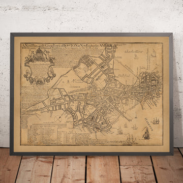 Old Map of Boston, 1769 by William Price: Beacon Hill, Downtown, North, South, West End