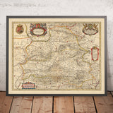 Alte Karte von Alt- und Neu-Kastilien, Spanien von Visscher, 1690: Madrid, Valencia, Sevilla, Saragossa, Murcia 