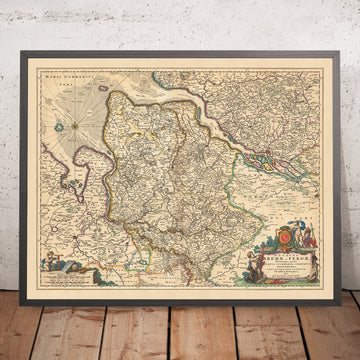 Mappa Antica di Brema e Verden: Visscher, 1690: Amburgo, Oldenburg, Lüneburg, Bremerhaven, Stade 