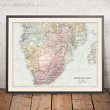Alte Karte von Britisch-Südafrika, Stanford, 1904: Kapkolonie, Transvaal, Bechuanaland, Rhodesien, Zentralafrika 