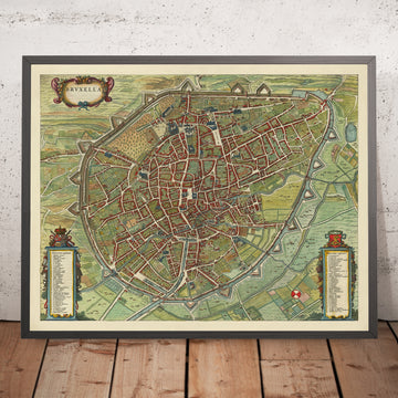 Carte ancienne de Bruxelles à vol d&