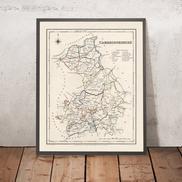 Alte Karte von Cambridgeshire von Samuel Lewis, 1844: Ely, Wisbech, Huntingdon, St Ives und March 