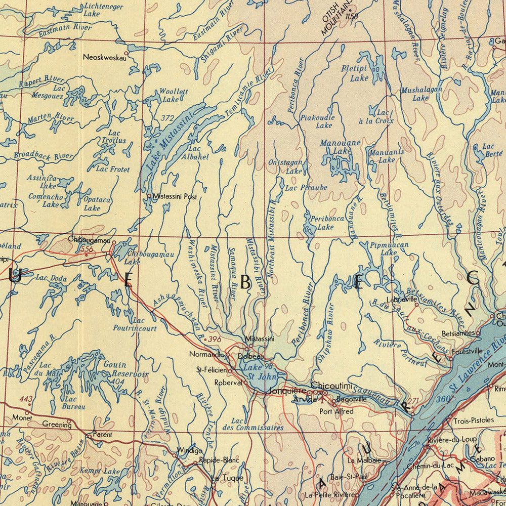 Alte Karte von Kanada vom polnischen Topographiedienst der Armee, 1967: Ontario, Quebec, maritime Provinzen, detaillierter politischer und physischer Stil, historische Ära der 1960er Jahre