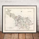 Ancienne carte du comté de Cavan par Samuel Lewis, 1844 : Belturbet, Cootehill, Bailieborough, Virginie, et plus