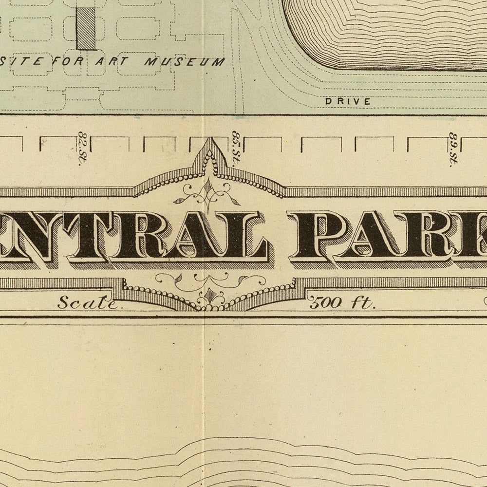 Ancienne carte de New York par Bromley, 1879 : Central Park, Blackwells Island, le lac, l'étang, Harlem Meer