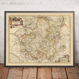 Ancienne carte de la Champagne et de la Brie, France par Nicolaes Visscher II, 1690 : Reims, Dijon, Metz, Nancy, Parc forestier de l'Orient 