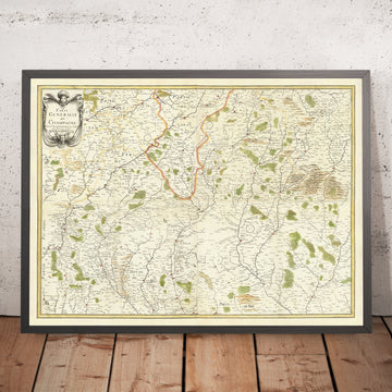 Antica mappa della regione della Champagne, Francia di Christopher Tassin, 1641: Reims, Épernay, Troyes, Châlons-en-Champagne, Vitry-le-François 