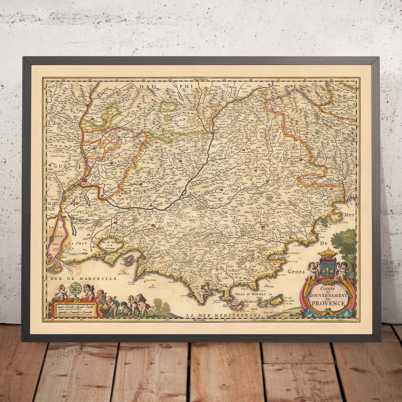 Alte Karte der Provence, Frankreich von Visscher, 1690: Marseille, Avignon, Cannes, Nizza, Parc national des Calanques