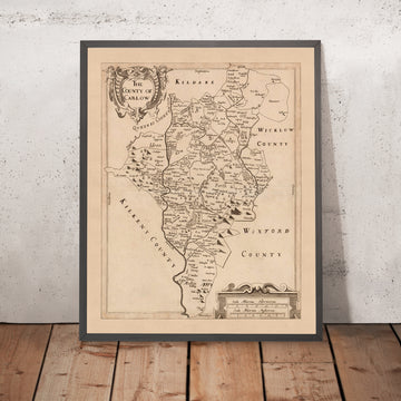 Alte Karte des Countys Carlow: Petty, 1685: Carlow, Tullow, Leighlinbridge, Hacketstown, Borris 