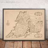 Ancienne carte du comté de Clare par Petty, 1685 : château de Bunratty, falaises de Moher, Burren, Loop Head, Kilrush