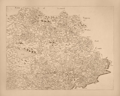 Alte Karte der Grafschaft Cork von Petty, 1685: Blarney Castle, Charles Fort, Kinsale, Cork, Bantry