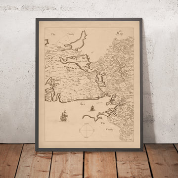 Ancienne carte du comté de Galway, 1685 : Galway, Connemara, Lough Corrib, abbaye de Kylemore, îles d&