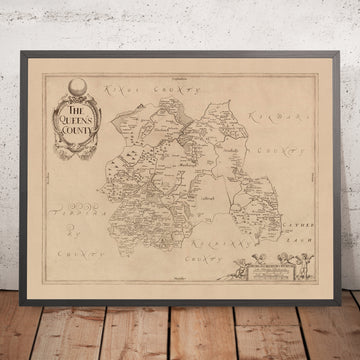 Old Map of County Laois by Petty, 1685: Abbeyleix, Athy, Castlecomer, Durrow, Mountmellick