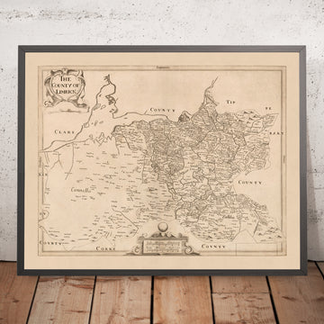 Old Map of County Limerick by Petty, 1685: Limerick, Newcastle West, Rathkeale, King John&