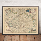 Carte ancienne du Comté d'Artois par Visscher, 1690 : Calais, Arras, Béthune, Douai, Parc des Caps et Marais d'Opale