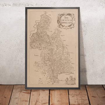 Old Map of County Tipperary by Petty, 1685: Cashel, Clonmel, Fethard, Nenagh, Roscrea